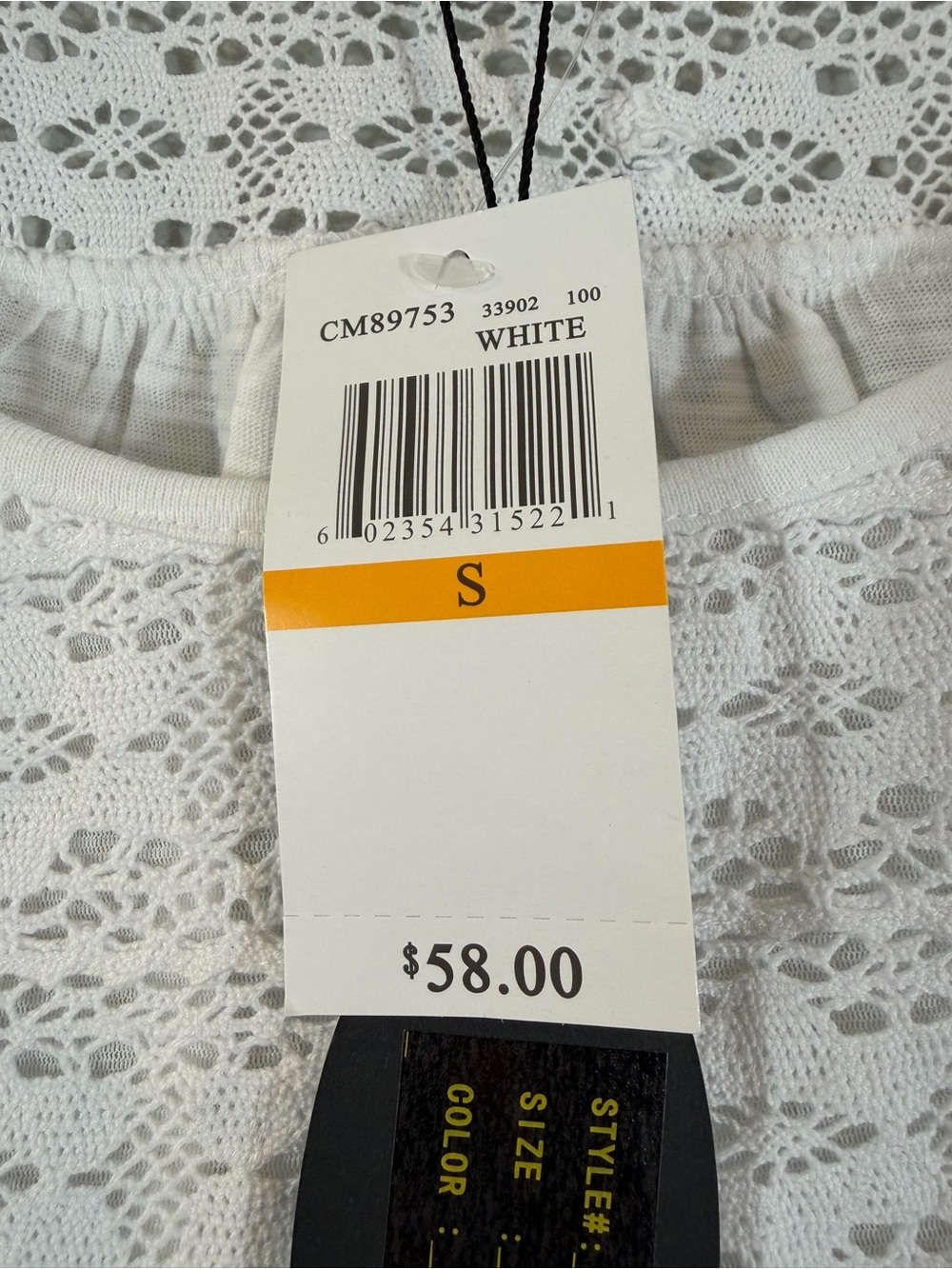 Cupio White Eyelet Lace T-Shirt Size S Cotton Short Sleeve Minimalist Casual - Picture 5 of 7